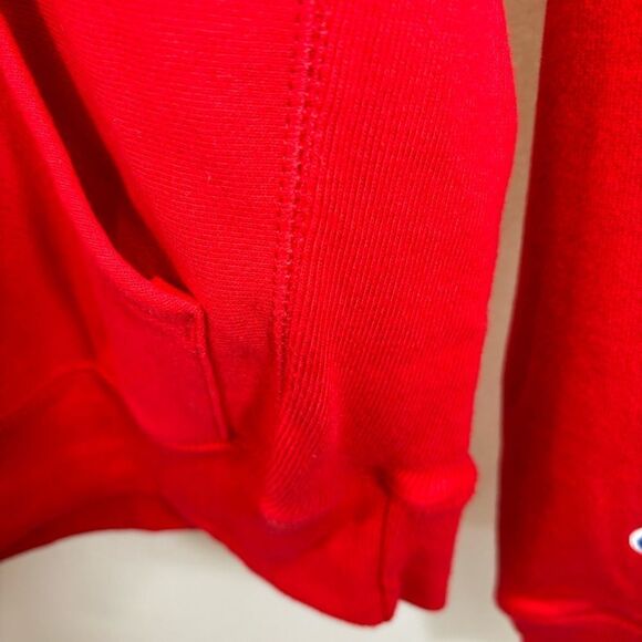Ladies Champion Reverse Weave Red Plain Front Hoodie Sweatshirt Size Small - Picture 9 of 10